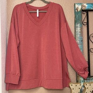 Women's V-Neck Tunic Top Dusty Rose